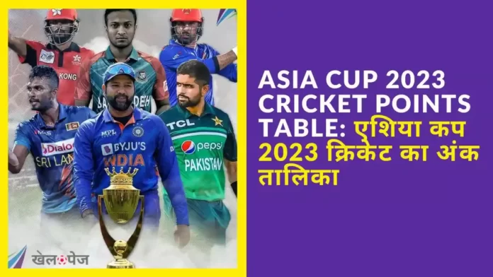 क्रिकेट एशिया कप 2023 का अंक तालिका (Asia Cup 2023 Cricket Points Table in Hindi Live)