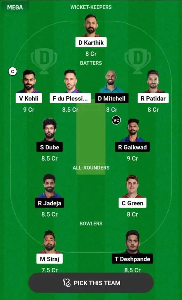 RCB vs CSK Dream11 Prediction Hindi Team2